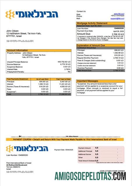 imprimível Israel Primeiro Banco Internacional de Israel Declaração de Hipoteca Word e Modelo PDF